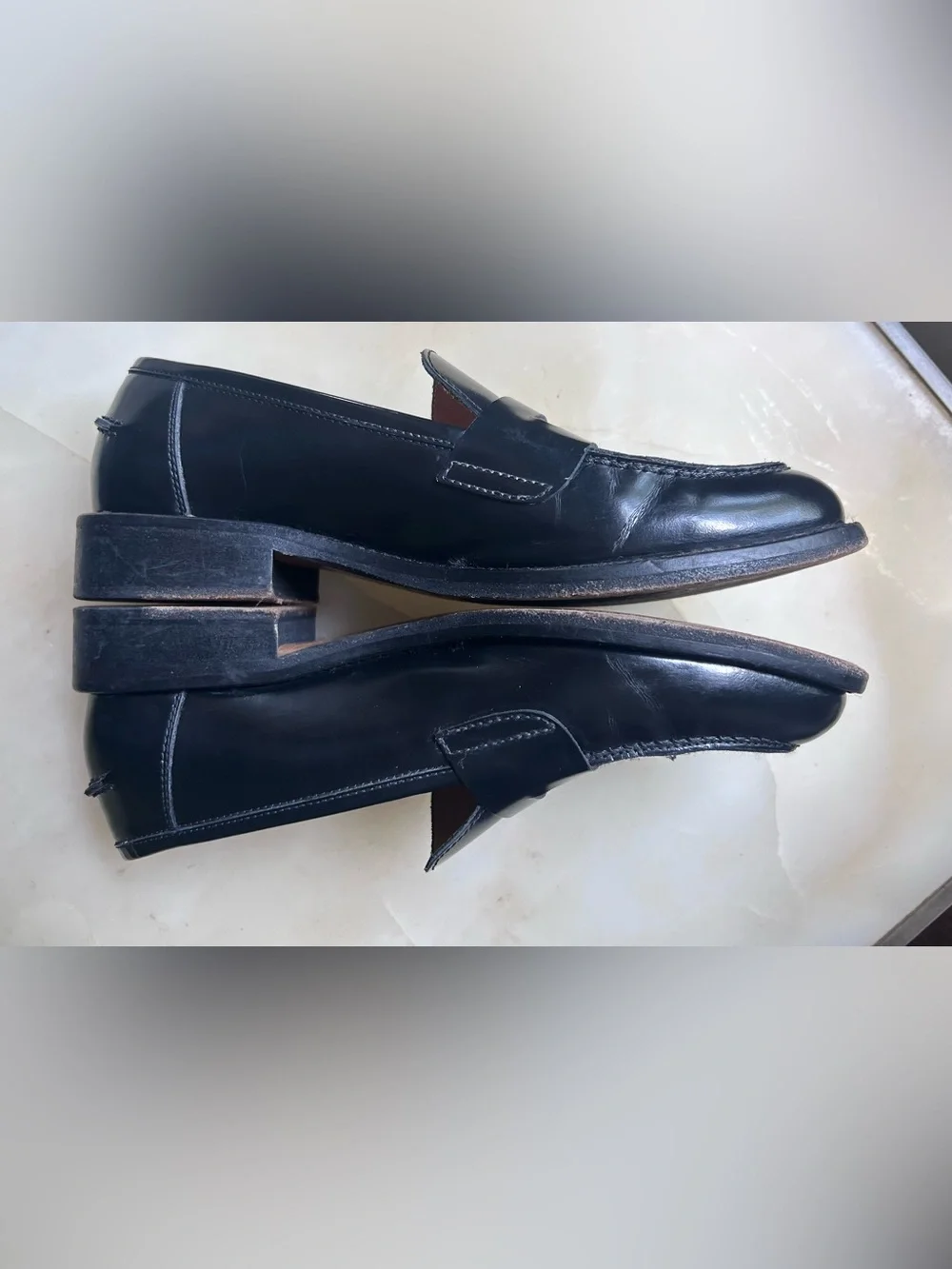 M. Gemi Black Patent  Leather Penny Loafers 39 8.5